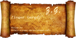 Zinger Gergő névjegykártya